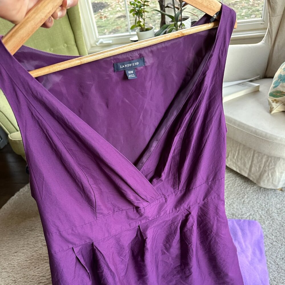 Lands End 18W purple silk blend dress